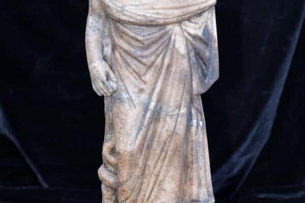 Statue Of Ancient Greek God Asclepius And Bust Of Zeus-Serapis F