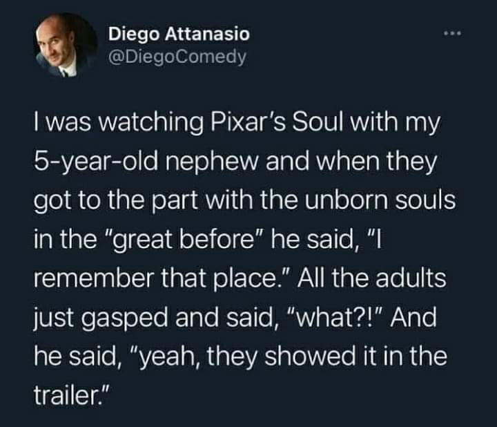 I was watching Pixar's Soul