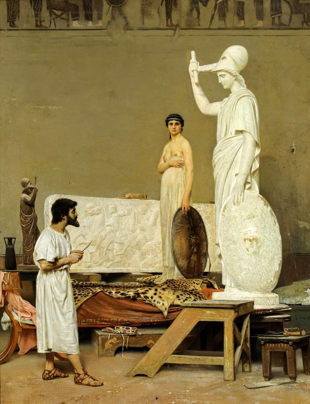 Phidias sculpting the statue of Athena