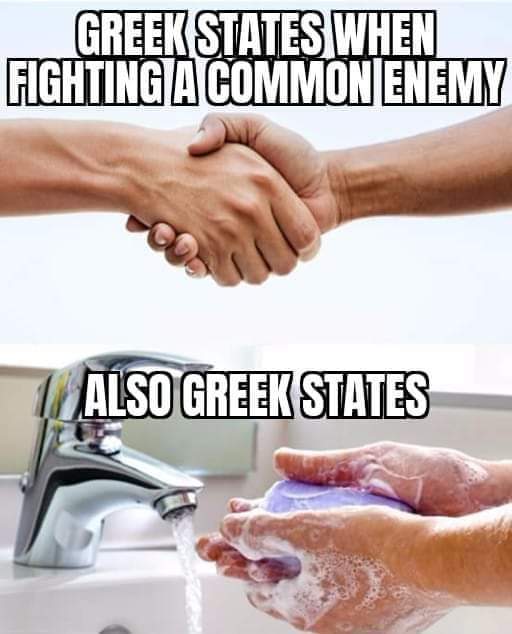 Greek states when fighting a common enemy