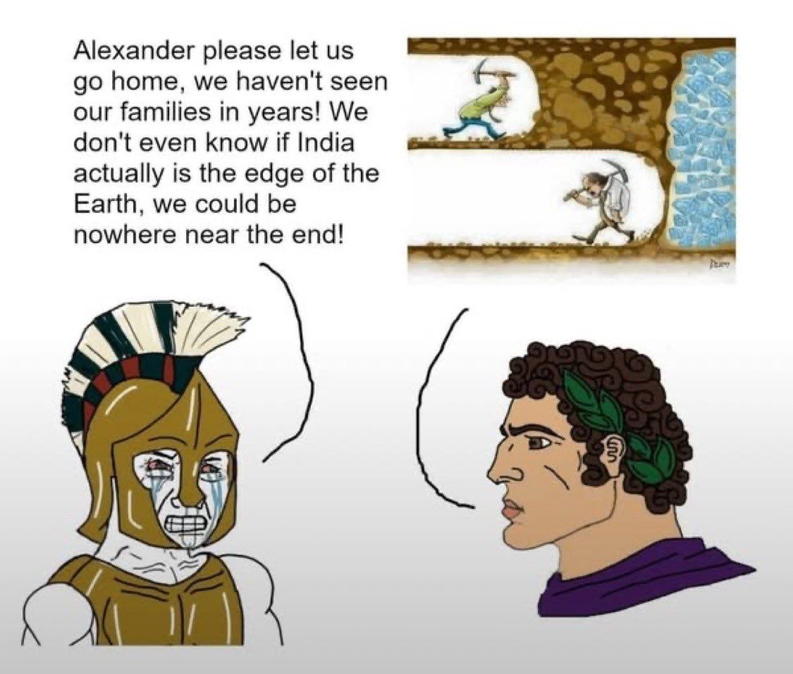 Alexander the Great meme — soldiers want to go home