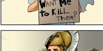 A meme about the special friendship between Athena and Odysseus involving violence