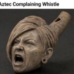 Clay whistle shaped like an angry woman's head - Aztec Complaining Whistle