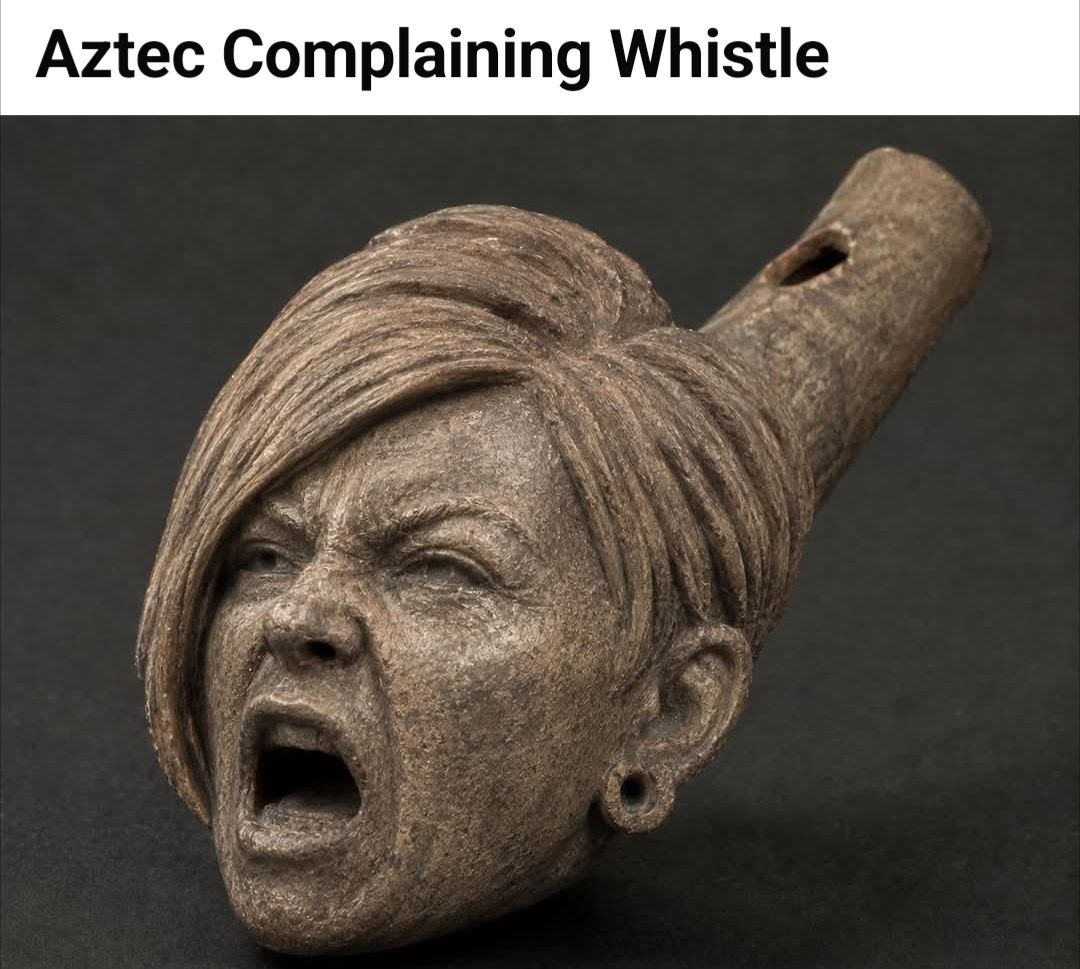 Aztec Complaining Whistle - clay whistle shaped like an angry woman
