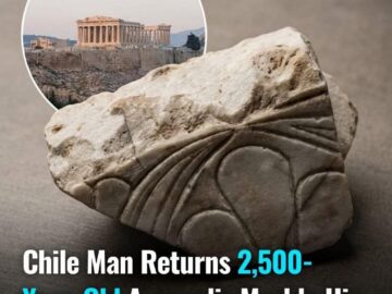 Screenshot of The Atlas Wire article about a Chilean man returning a piece of Acropolis marble his father took in the 1930s