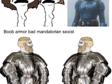 Comic about the double standard in fantasy armor criticism