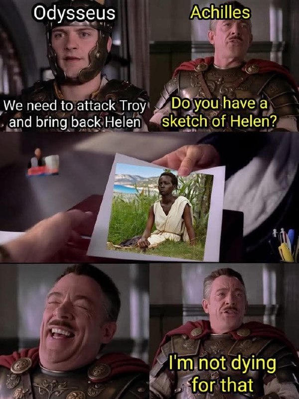 Trojan War meme about Helen sketch