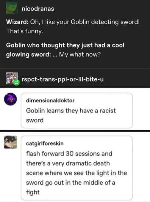Tweet meme about a D&D wizard character