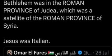 Tweet about Jesus being Italian