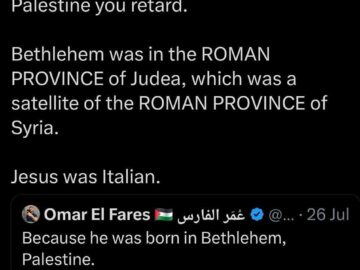 Tweet about Jesus being Italian