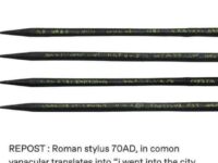Roman bronze stylus from 70 AD with Latin inscription
