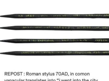 Roman bronze stylus from 70 AD with Latin inscription