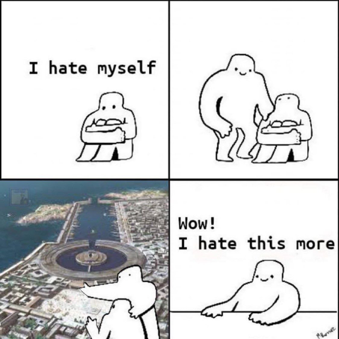 Big Chungus self-hate vs reality meme