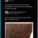 Twitter screenshot about trading grain in ancient Sumeria