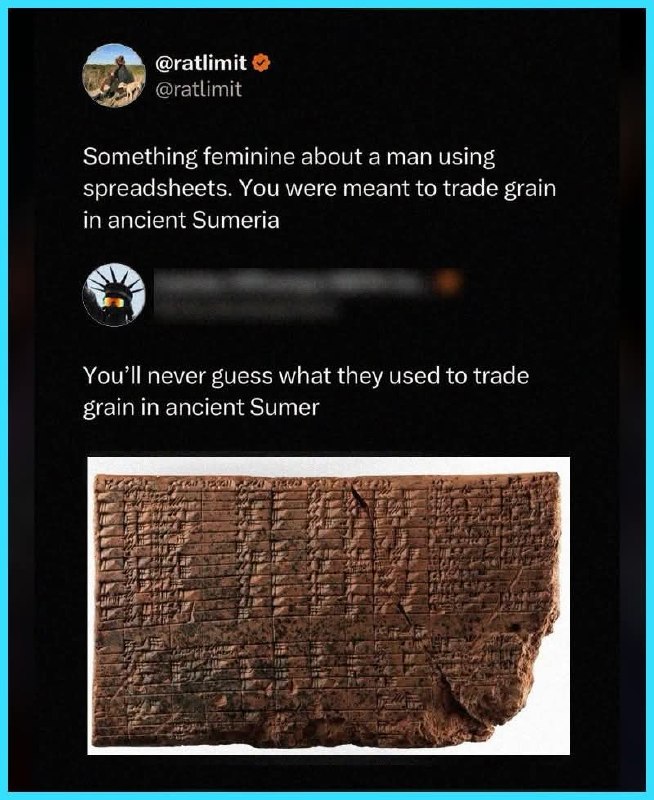 Twitter meme about trading grain in ancient Sumeria