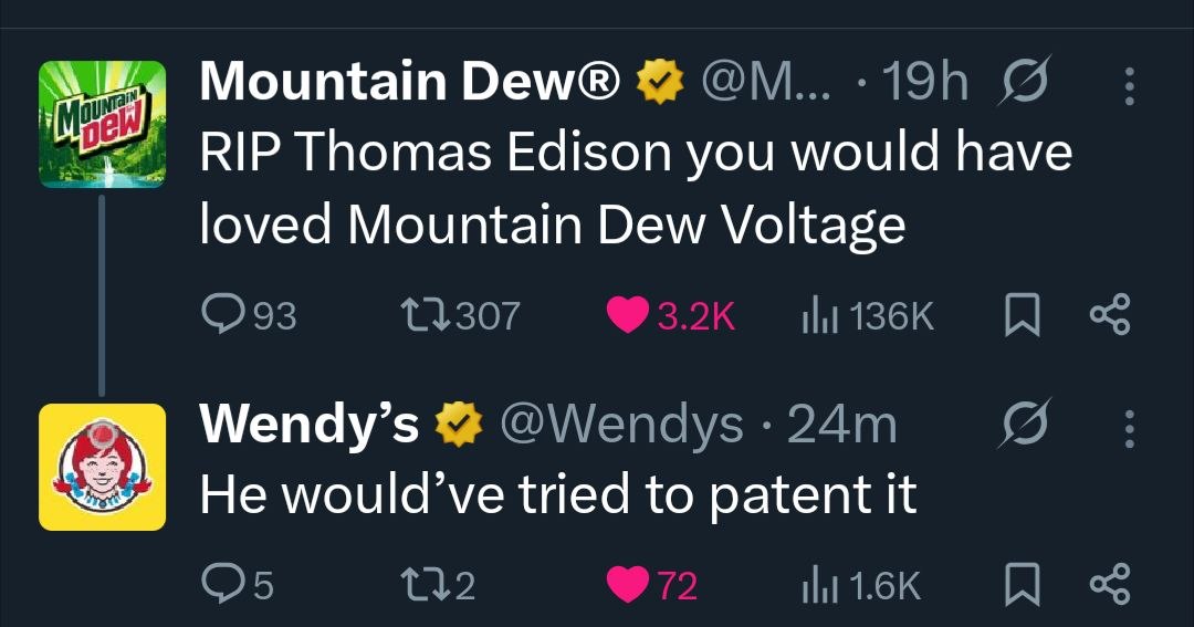 Thomas Edison Mountain Dew Voltage tweet