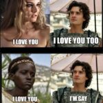 Meme from the movie Troy with Helen, Paris and a guest starring role from another film