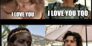 Meme from the movie Troy with Helen, Paris and a guest starring role from another film