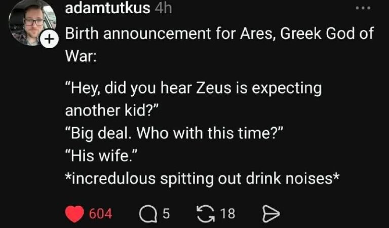 Zeus is having a kid with his wife