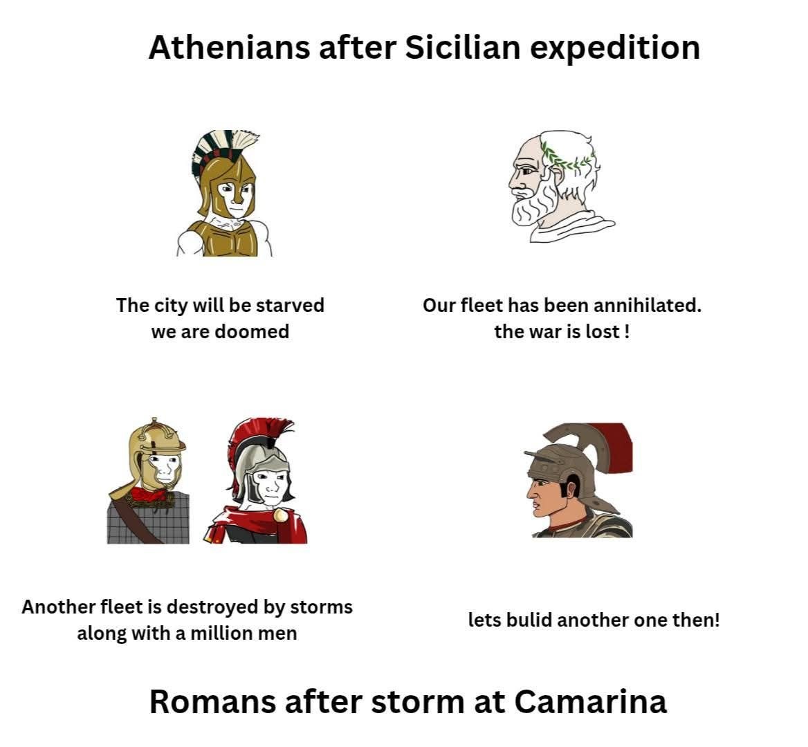 Athenians vs Romans military disaster meme