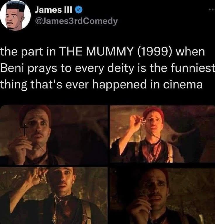 Beni praying to every deity The Mummy 1999