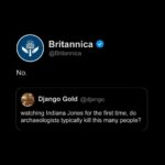 Twitter thread - Britannica replies No to question about Indiana Jones killing people
