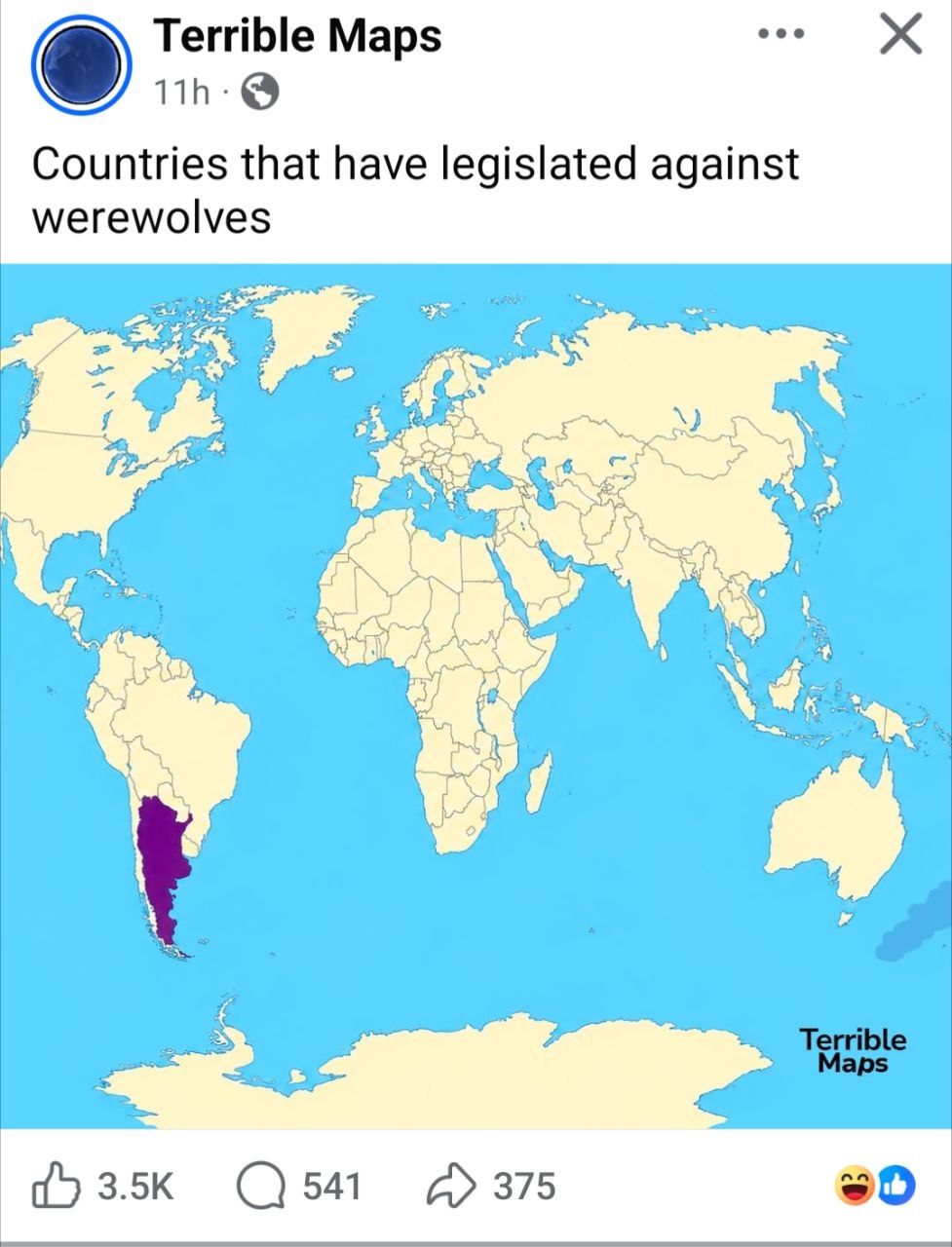 Countries with werewolf laws map