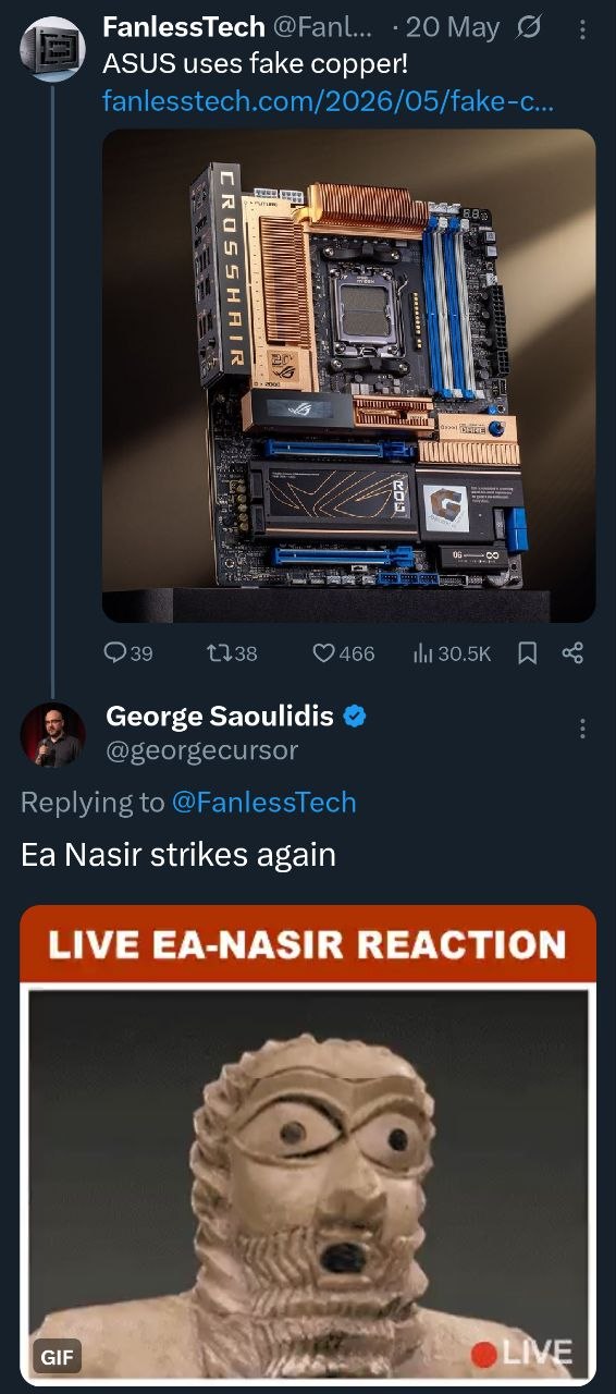 Ea-Nasir reaction meme about ASUS fake copper