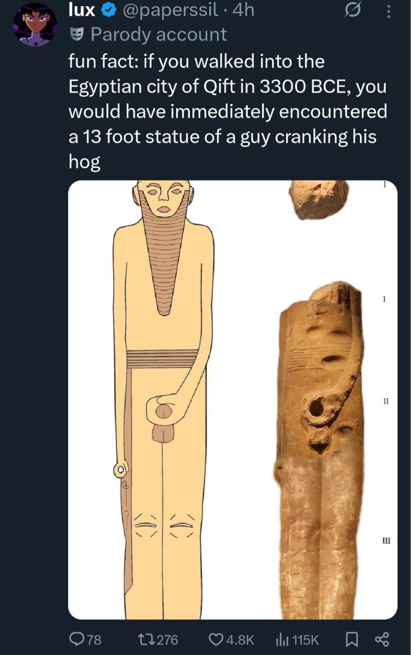 Egyptian statue crank his hog meme