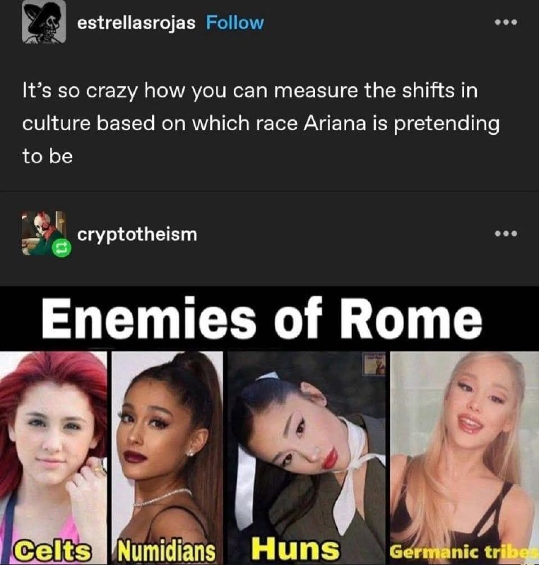 Enemies of Rome meme with Ariana Grande