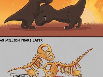 Fighting Dinosaurs fossil meme