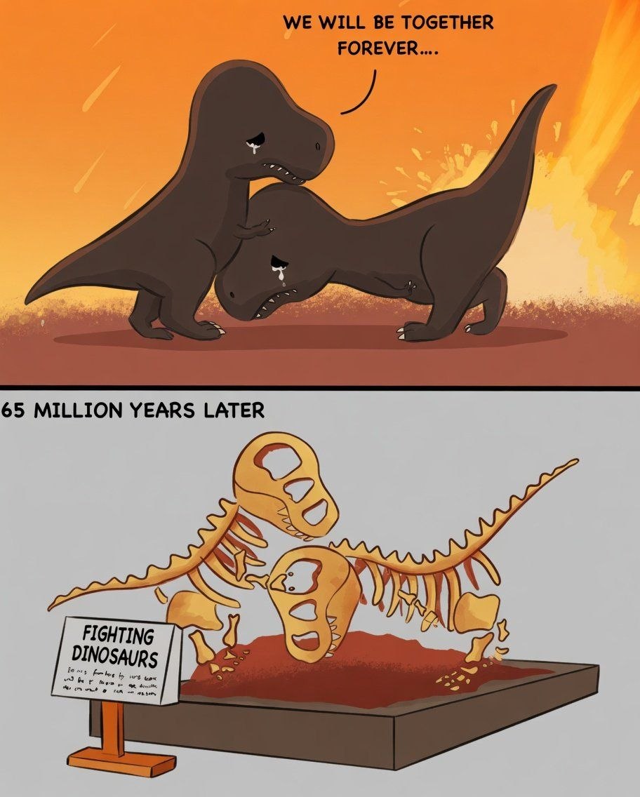 Fighting Dinosaurs fossil meme