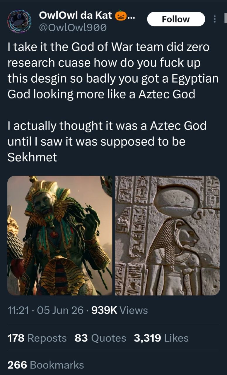 God of War Sekhmet design complaint