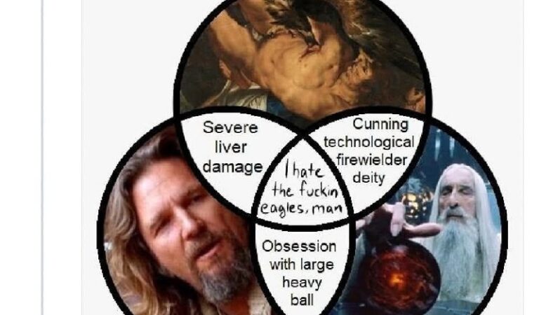 I Hate the Fuckin Eagles, Man — Prometheus, The Dude & Saruman Venn Diagram