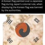 Korean Flag Painted Over a Japanese Flag to Defy the Ban