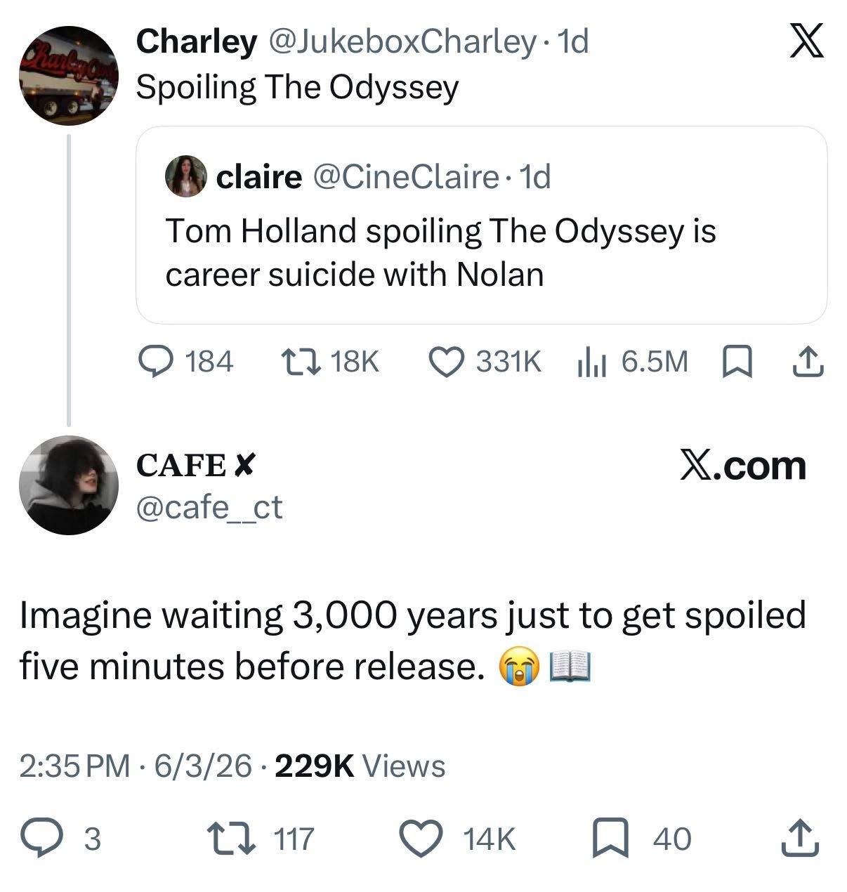 Tom Holland spoils The Odyssey