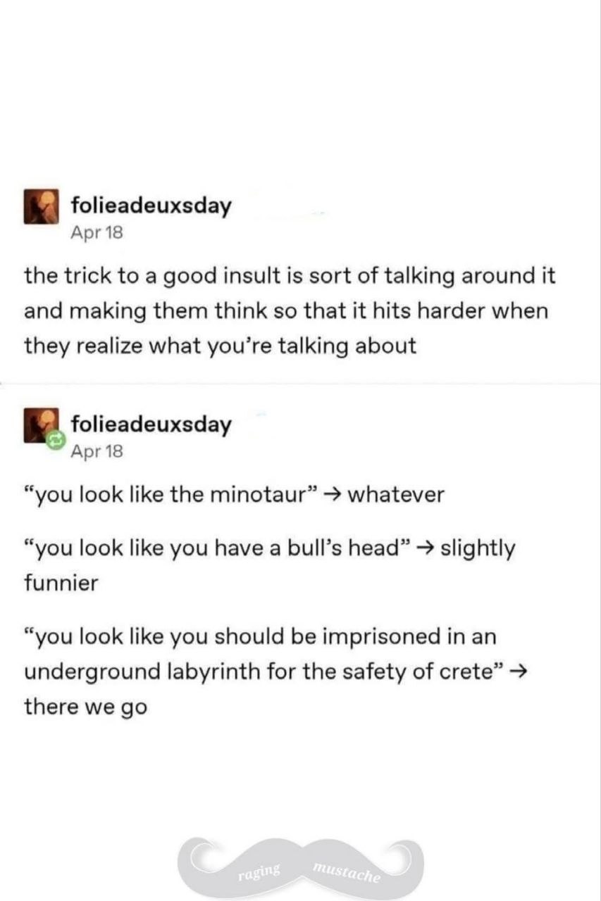 Minotaur insult meme