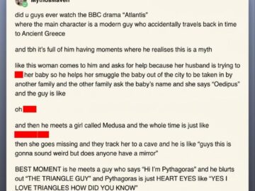 Tumblr screenshot from MythosMaven about BBC's Atlantis drama - The Triangle Guy