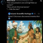Ottoman meets Native American chief on beach with ship
