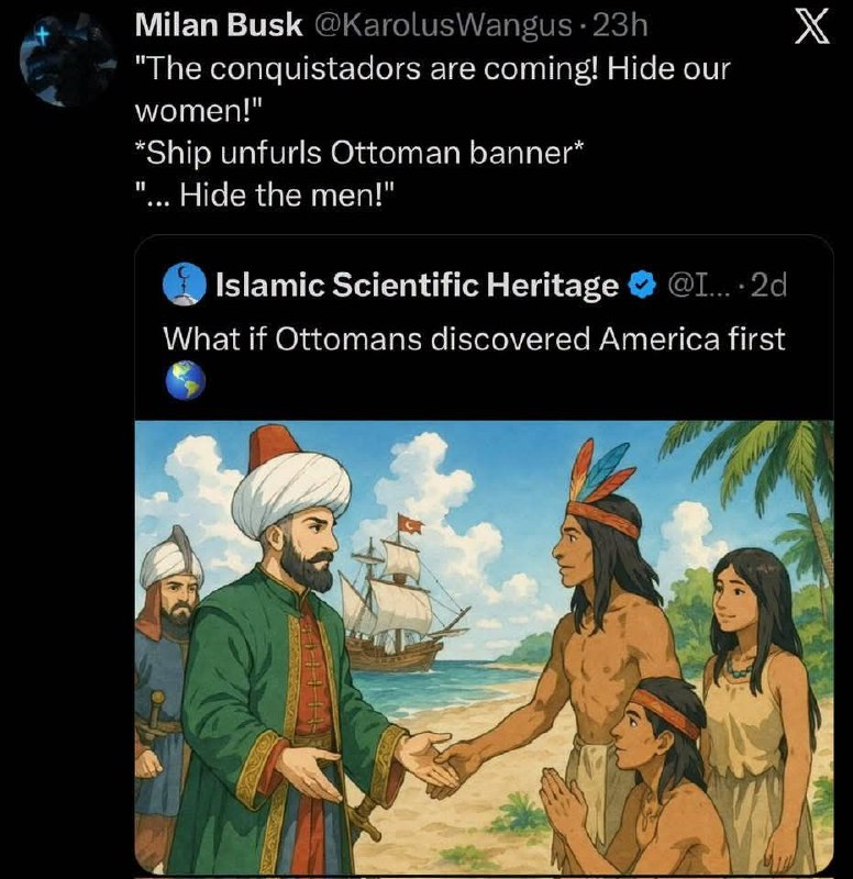 Ottoman meets Native Americans on a beach