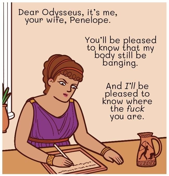 Penelope writes a stern letter to Odysseus - frame 1