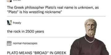 Plato bust on The Rock's body