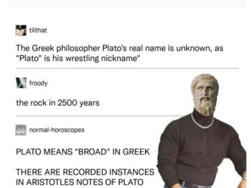 Plato bust on The Rock's body