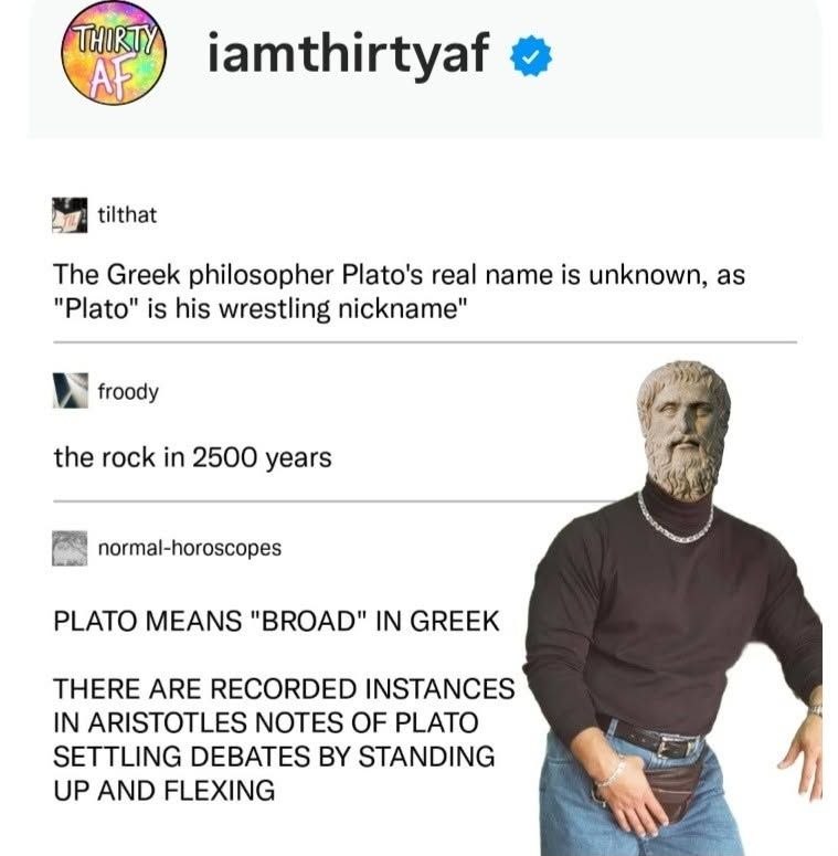 Plato bust photoshopped onto The Rock