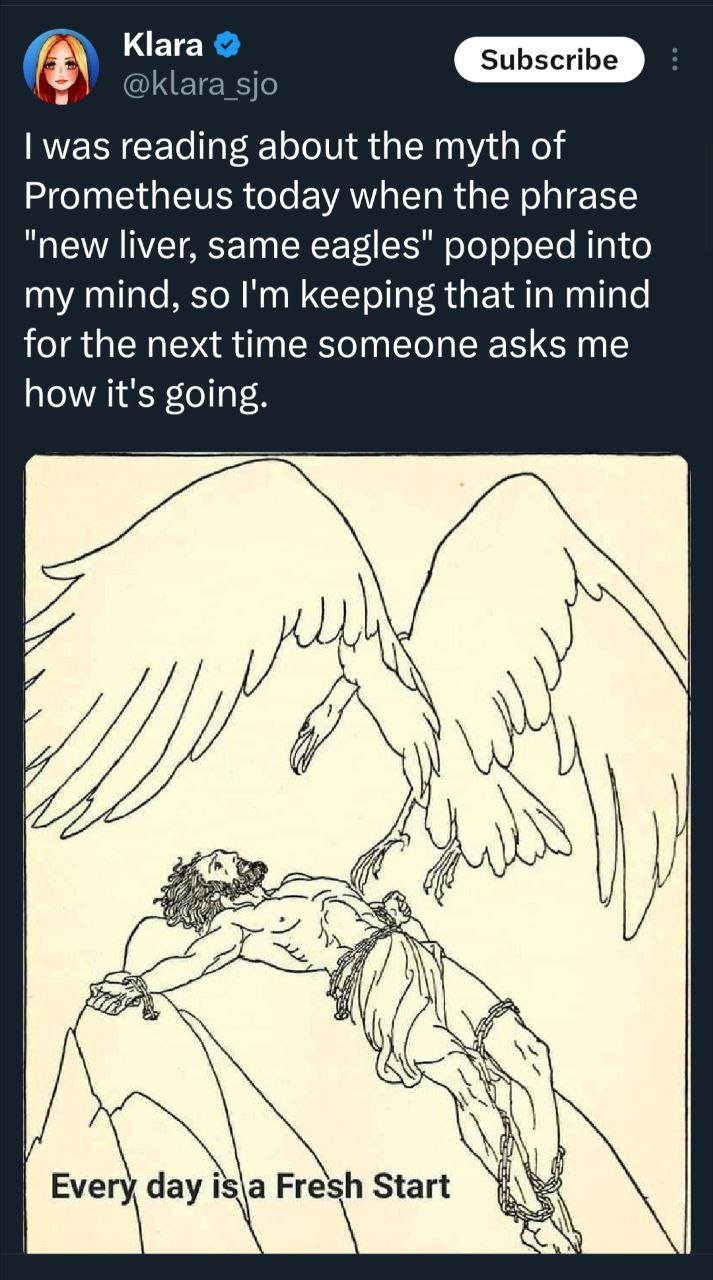 Prometheus new liver same eagles tweet