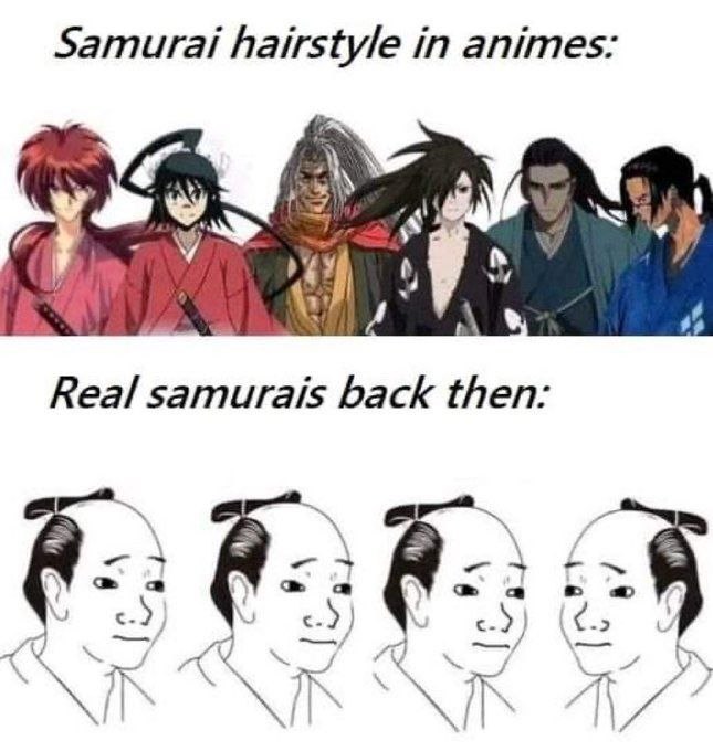 Samurai hairstyle comparison anime vs historical