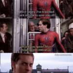 Spider-Man 100k meme with Auschwitz background