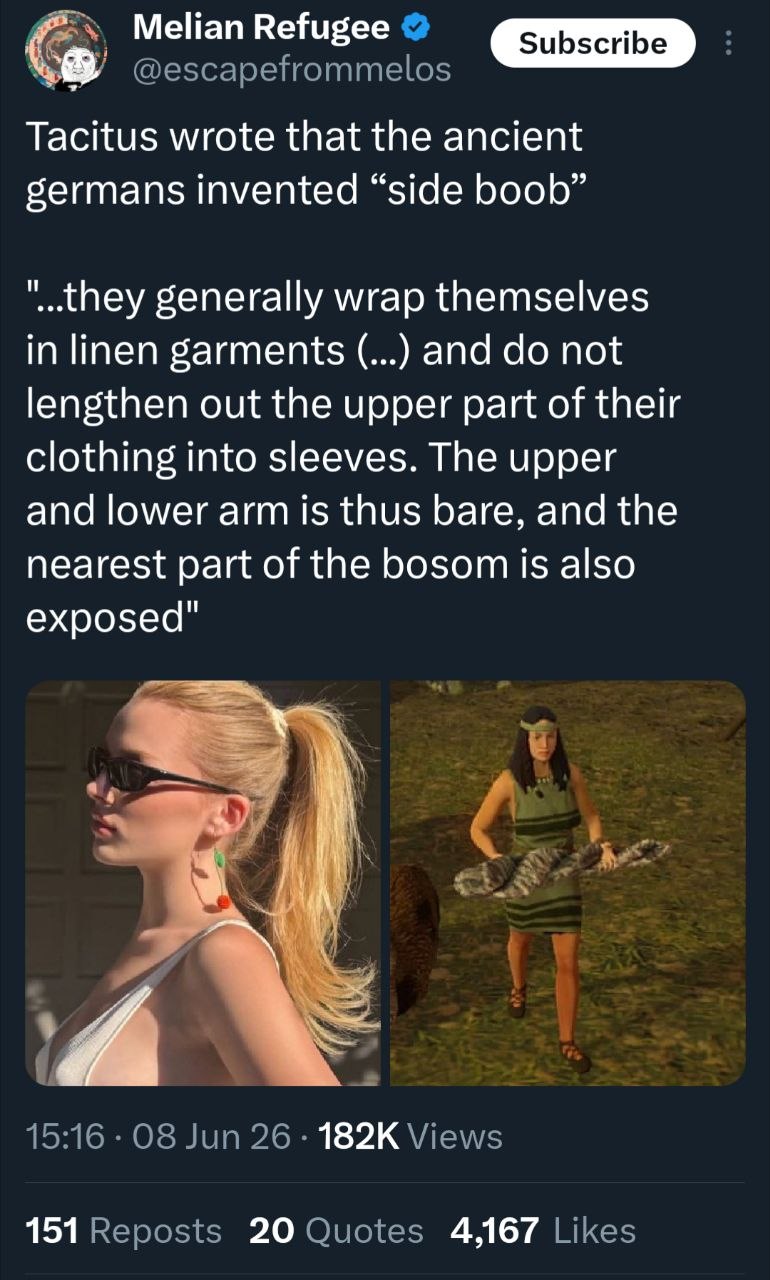 Tacitus side boob meme