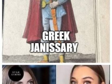 Four-panel meme showing Turkish DNA before (Central Asian women), Greek Janissary illustration, and Turkish DNA nowadays (European-looking women)
